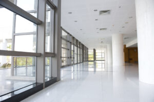 empty long corridor in a modern office building